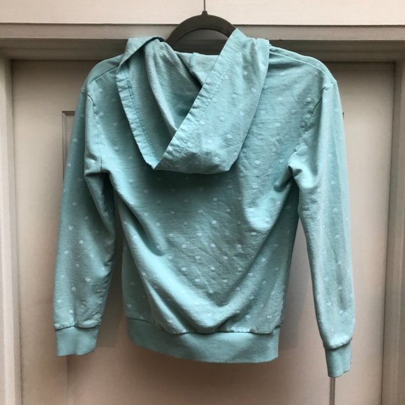 Girl's Turquoise Hoodie with Hearts - Picture 3 of 5